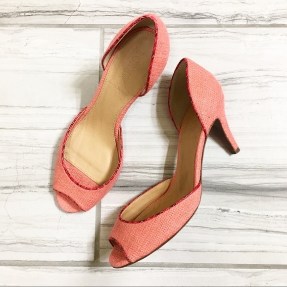 J. Crew Shoes - J. Crew Classic Coral Tweed Peep Toe Pumps 7